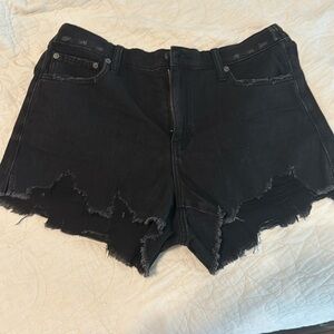 Black denim shorts